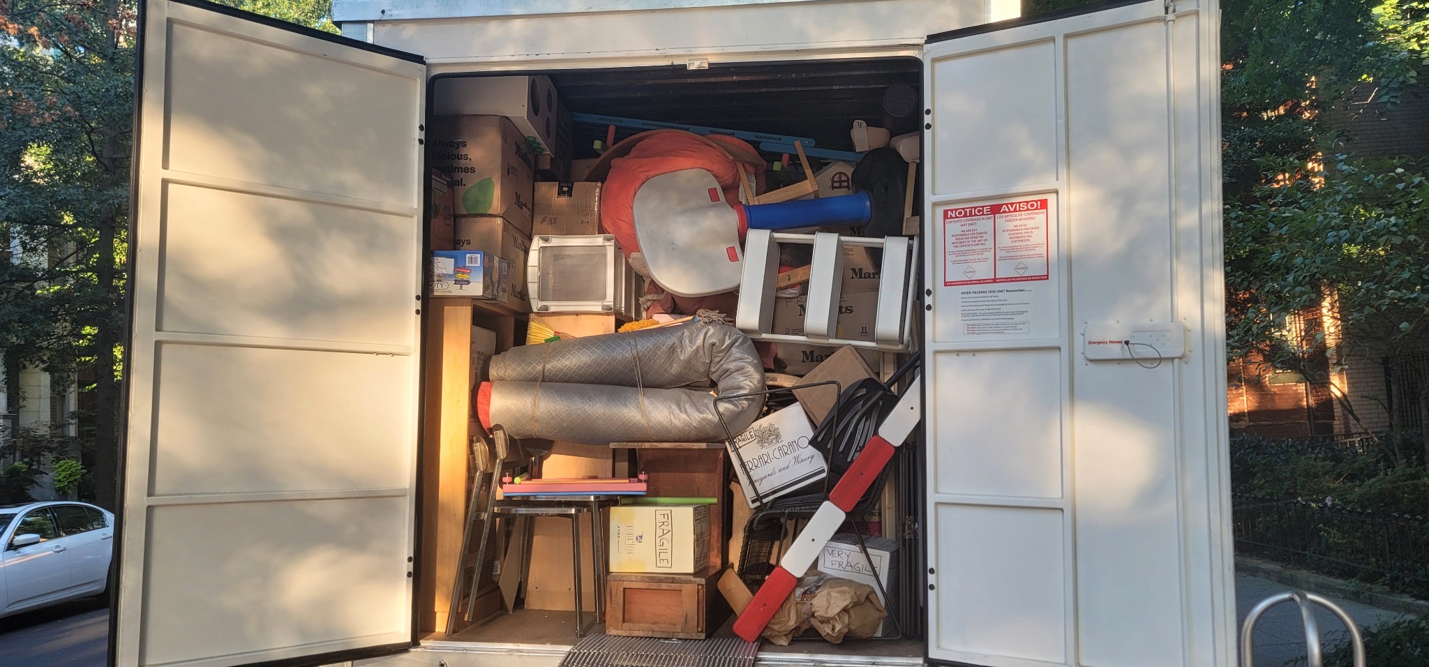 Packed storage container from a move-related project